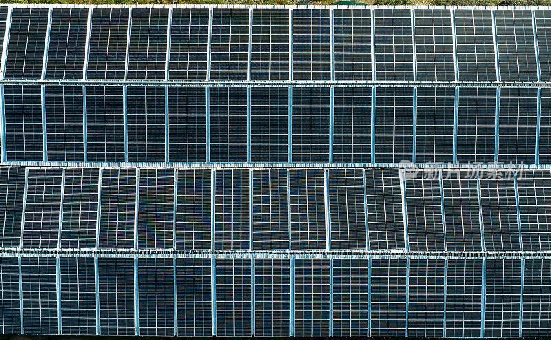 摘要太阳能电池板鸟瞰图，可再生能源，Kien Giang省